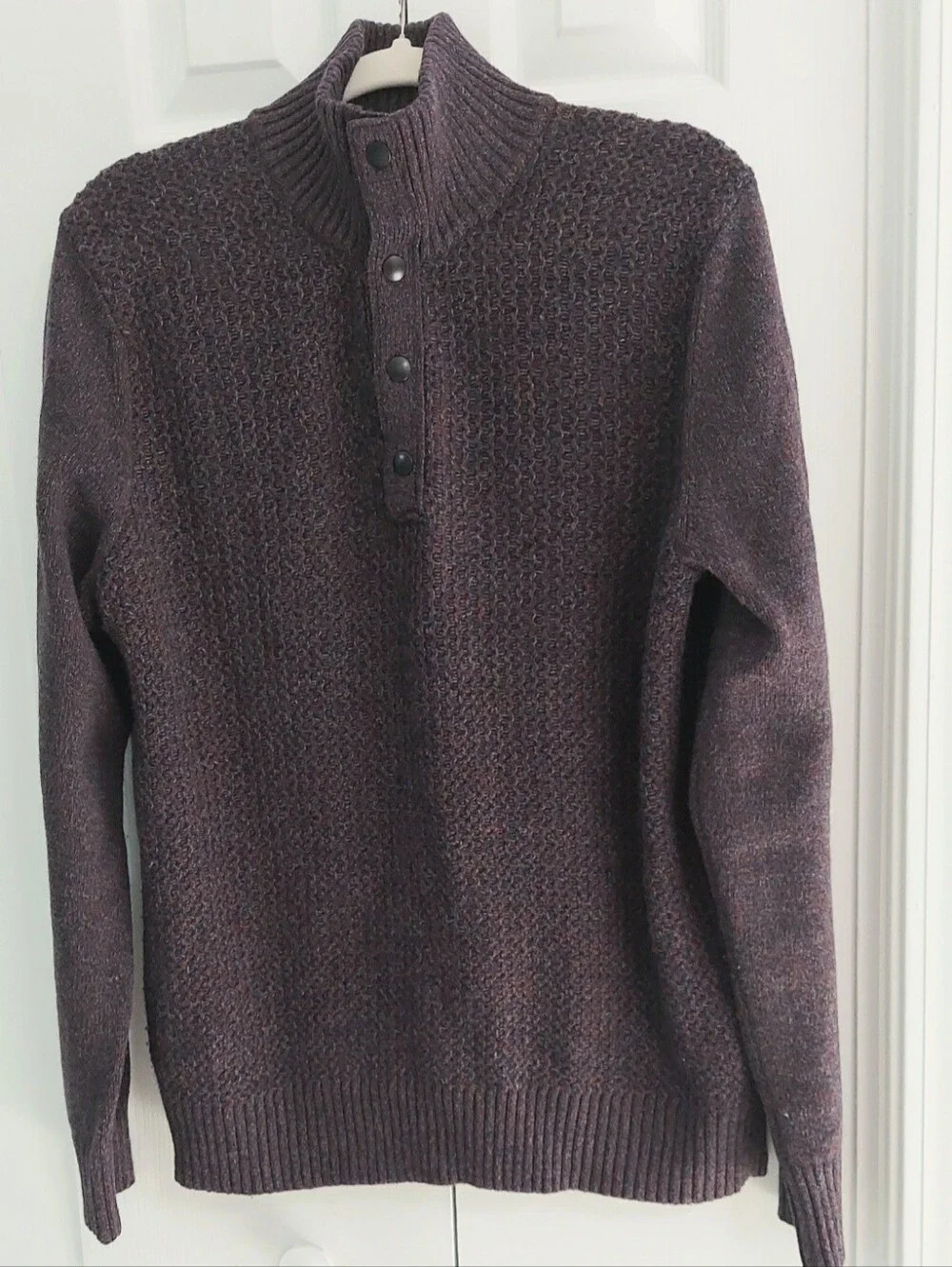Banana Republic Sweater, Size L, Wool, Eggplant Purple Heather Knit